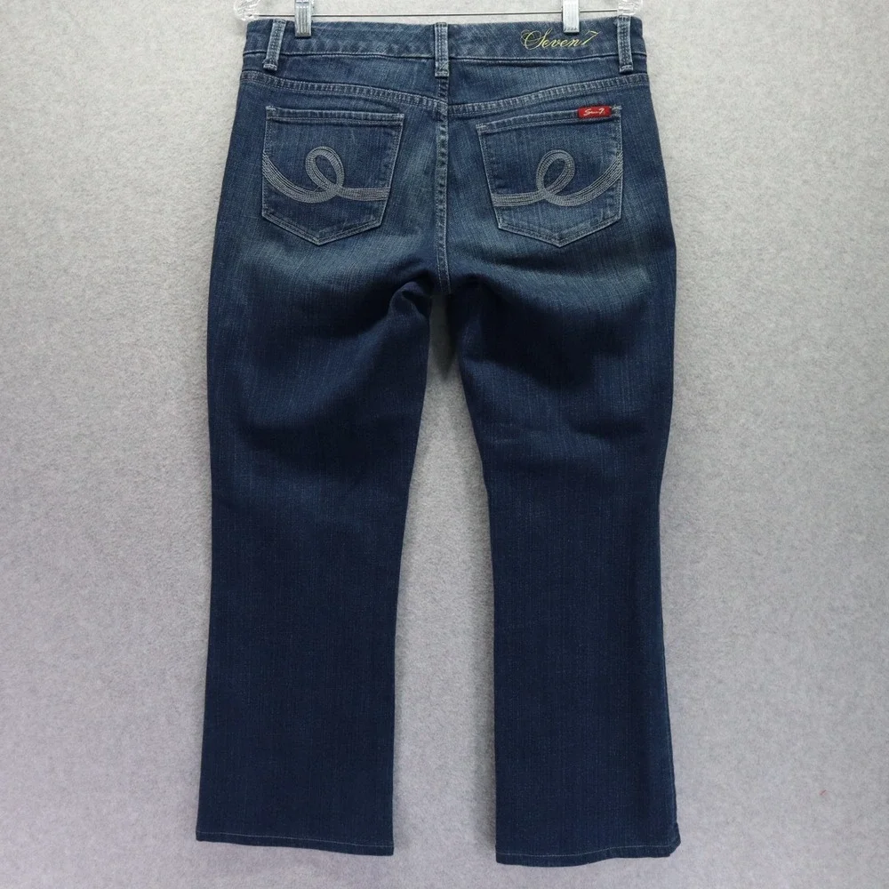 Seven7 Jeans Womens 8 Boot Cut Flare‎ 5-Pocket Stretch Flex Denim Dark Wash Blue